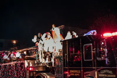 Firetrucks and Santa down Main Street in Somerville New Jersey