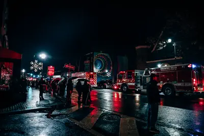 Firetrucks and Santa down Main Street in Somerville New Jersey