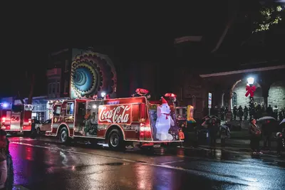 Firetrucks and Santa down Main Street in Somerville New Jersey