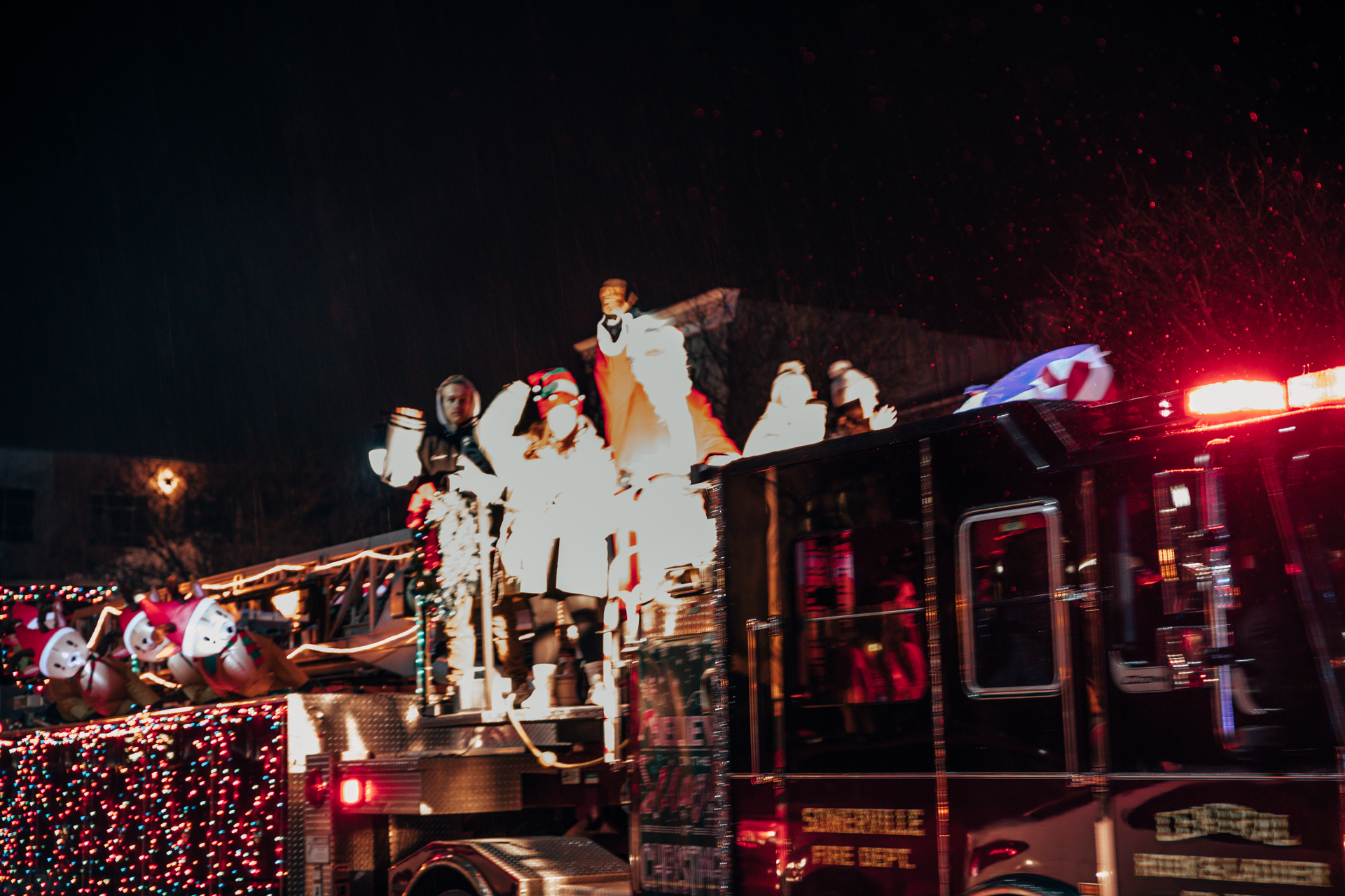 Firetrucks and Santa down Main Street in Somerville New Jersey